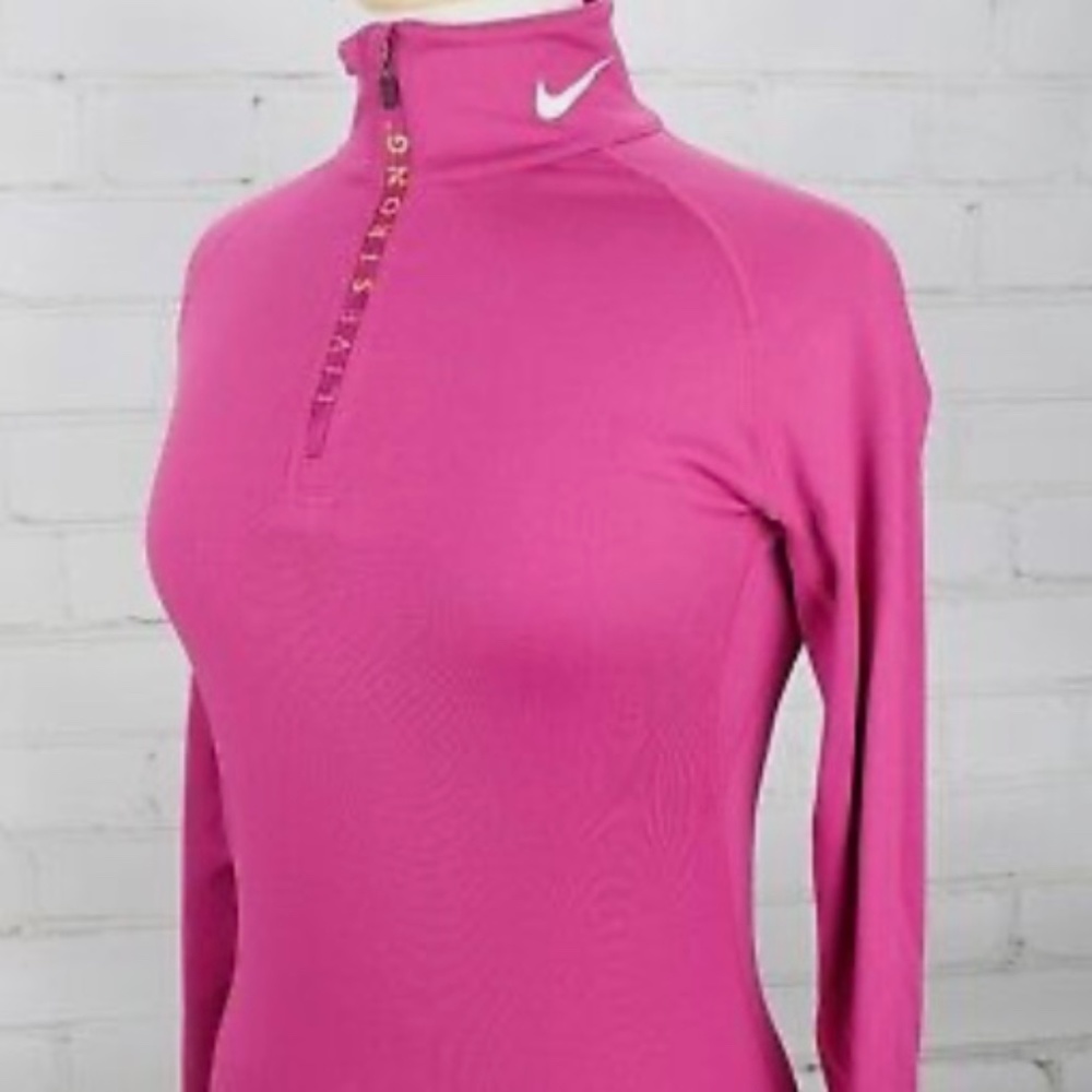 Livestrong/Nike Dri-Fit Quarter Zip Pullover - small in pink